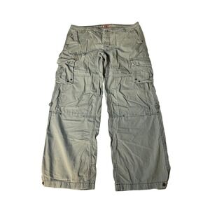 No Boundaries Y2K Ripstop Cargo Pants Olive Green Juniors 17 Wide Leg 37W